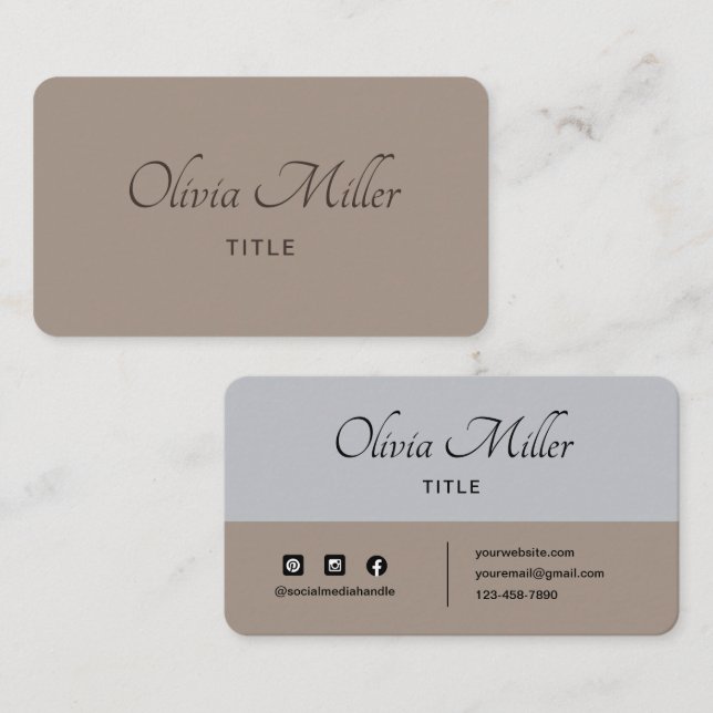 Professional Modern Simple Elegant Minimalist Business Card (Front/Back)