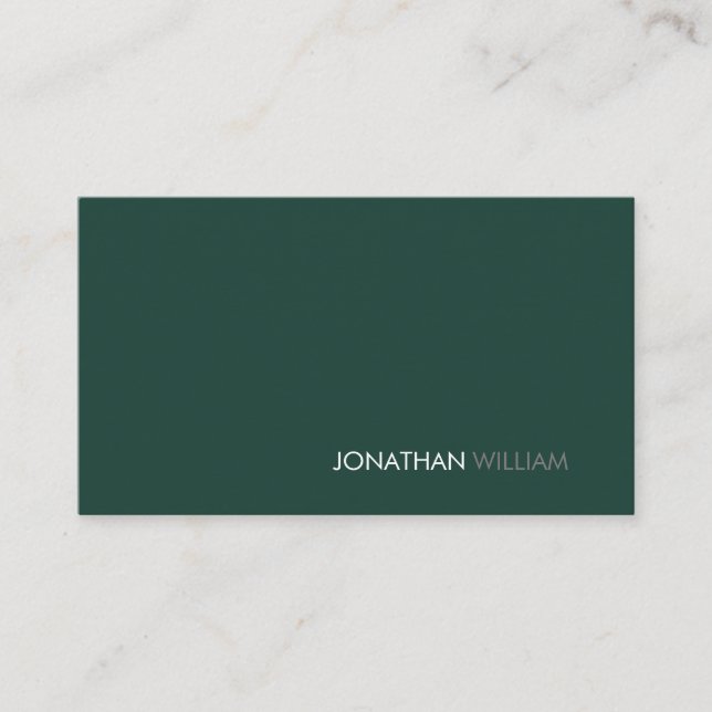 Professional Modern Simple Emerald Minimalist Business Card (Front)