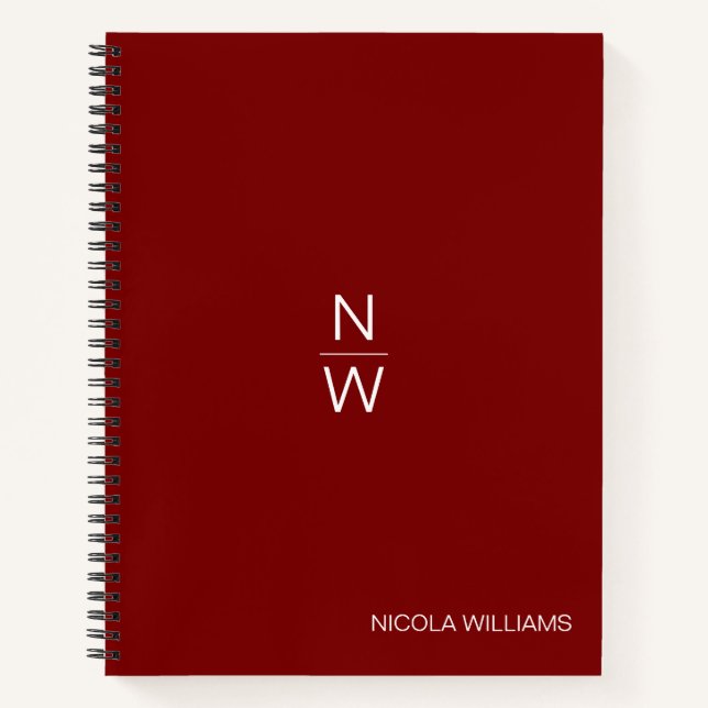 Professional Modern Simple Minimalist Dark Red Notebook (Front)