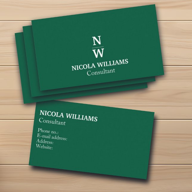 Professional Modern Simple Minimalist Hunter Green Business Card (Creator Uploaded)