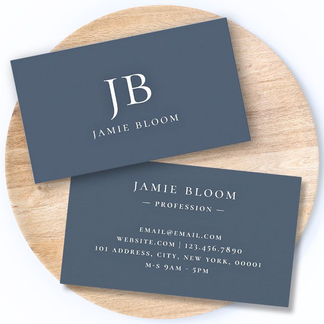 Professional Modern Simple Monogram Initial Navy Business Card (Creator Uploaded)