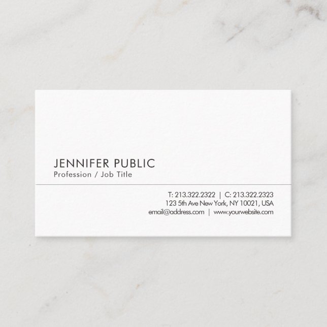 Professional Modern Simple Personalised Template Business Card (Front)