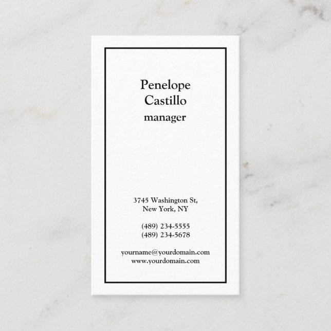 Professional Modern Simple Plain Black & White Business Card (Front)