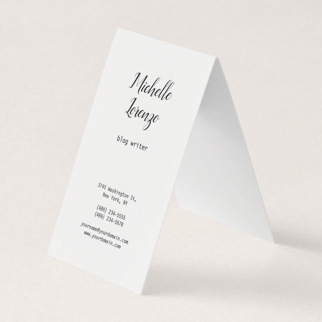 Professional Modern Simple Plain Black & White Business Card (Front)