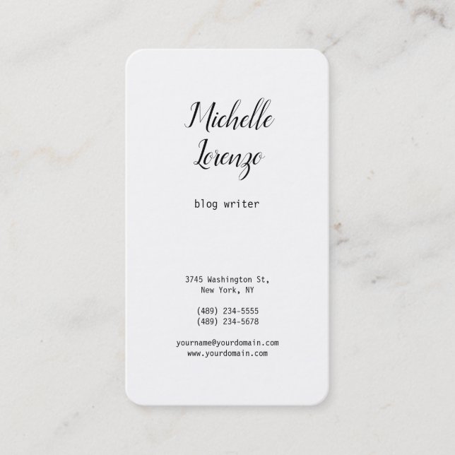 Professional Modern Simple Plain Black & White Business Card (Front)