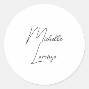 Professional Modern Simple Plain Black & White Classic Round Sticker