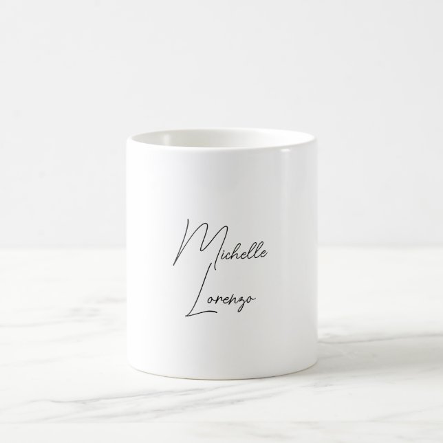 Professional Modern Simple Plain Black & White Coffee Mug (Center)