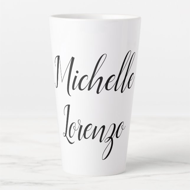 Professional Modern Simple Plain Black & White Latte Mug (Front)