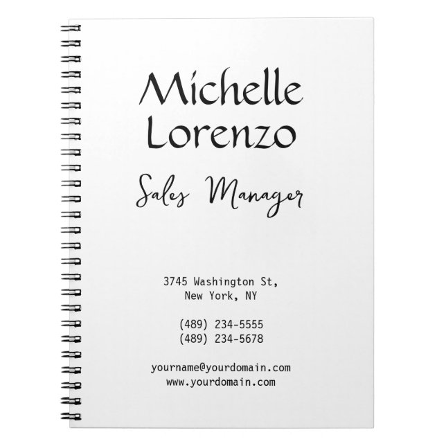 Professional Modern Simple Plain Black & White Notebook (Front)