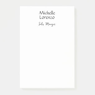 Professional Modern Simple Plain Black & White Post-it Notes