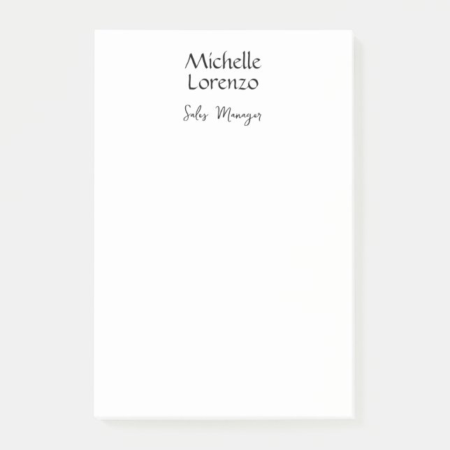 Professional Modern Simple Plain Black & White Post-it Notes (Front)