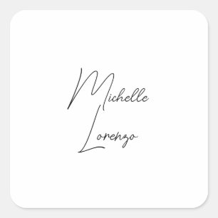 Professional Modern Simple Plain Black & White Square Sticker