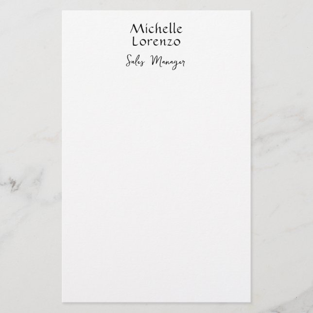 Professional Modern Simple Plain Black & White Stationery (Front)