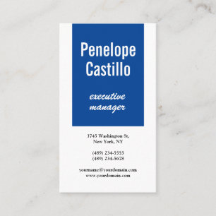 Professional Modern Simple Plain Blue White Business Card
