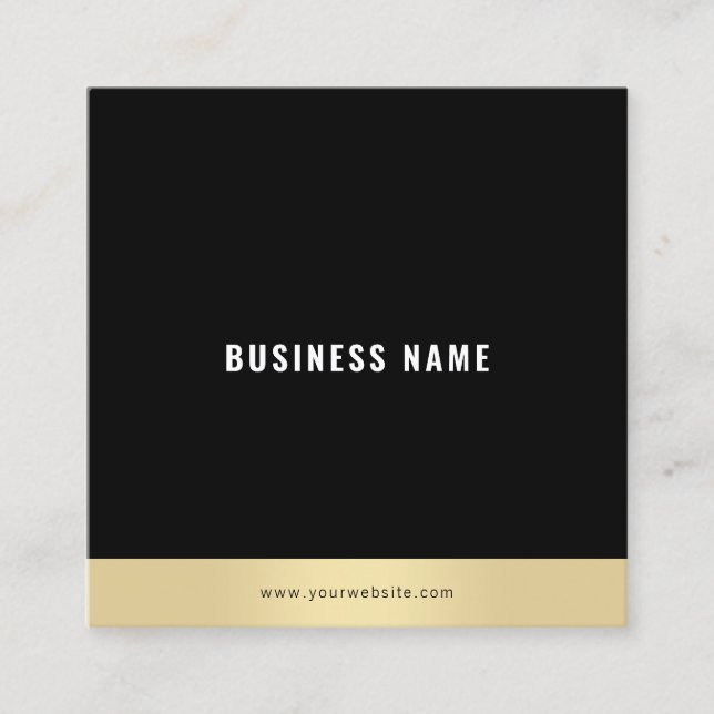 Professional Modern Simple Plain Gold Black White Square Business Card (Front)