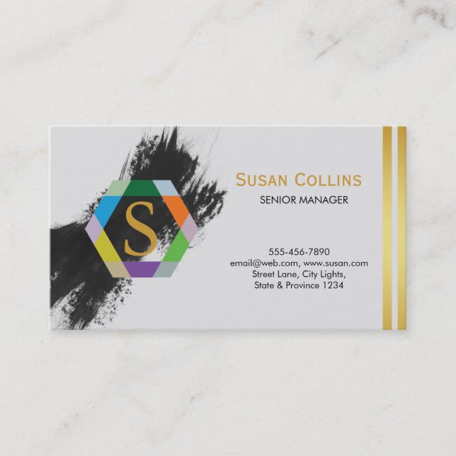 Professional Modern Simple Plain Logo Hexagon Business Card (Front)