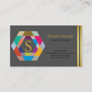 Professional Modern Simple Plain Logo Hexagon Business Card