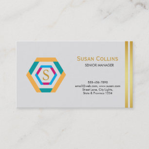 Professional Modern Simple Plain Logo Hexagon Business Card