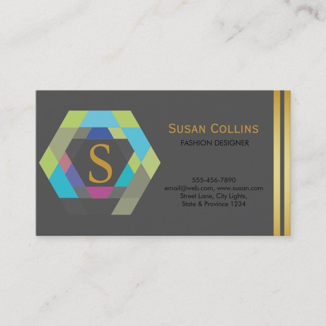 Professional Modern Simple Plain Logo Hexagon Business Card (Front)