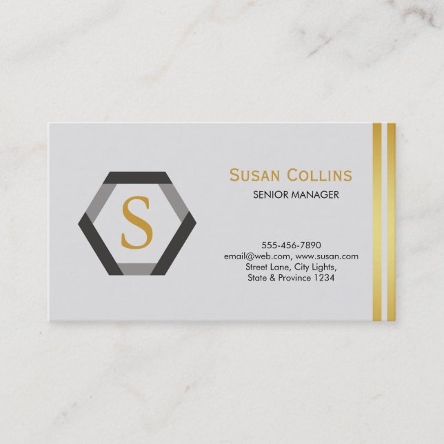 Professional Modern Simple Plain Logo Hexagon Business Card (Front)