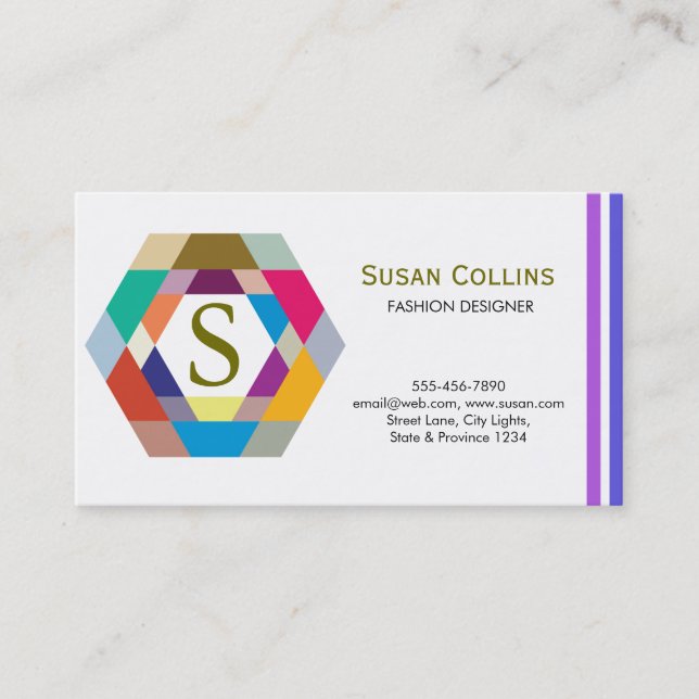 Professional Modern Simple Plain Logo Hexagon Business Card (Front)