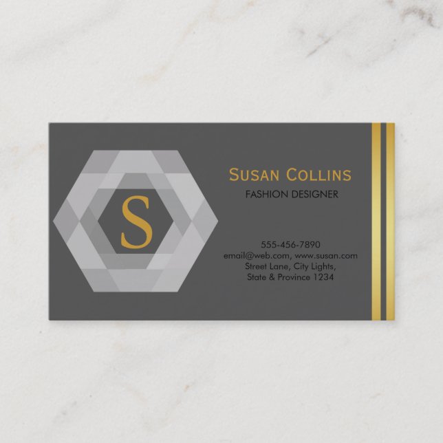 Professional Modern Simple Plain Logo Hexagon Business Card (Front)