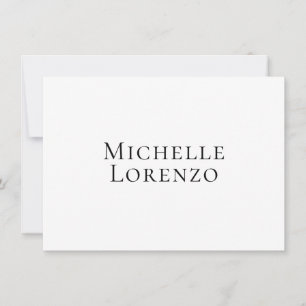 Professional Modern Simple Plain Name Black White Card