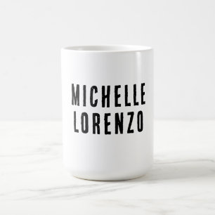 Professional Modern Simple Plain Name Black White Coffee Mug