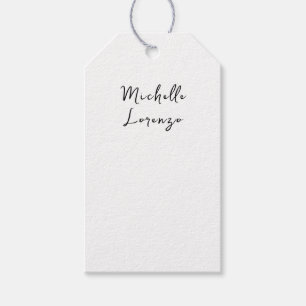 Professional Modern Simple Plain Name Black White Gift Tags