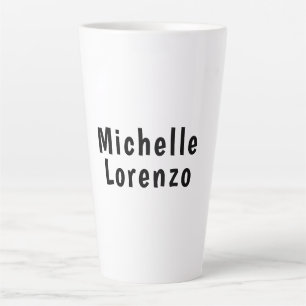 Professional Modern Simple Plain Name Black White Latte Mug
