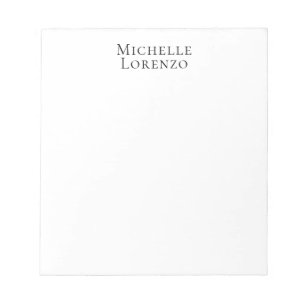 Professional Modern Simple Plain Name Black White Notepad