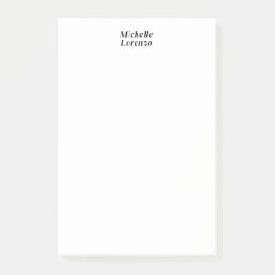 Professional Modern Simple Plain Name Black White Post-it Notes