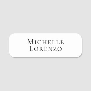 Professional Modern Simple Plain Name Black White Tag