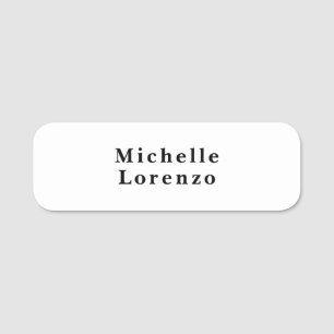 Professional Modern Simple Plain Name Black White Tag