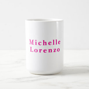 Professional Modern Simple Plain Name Pink & White Coffee Mug