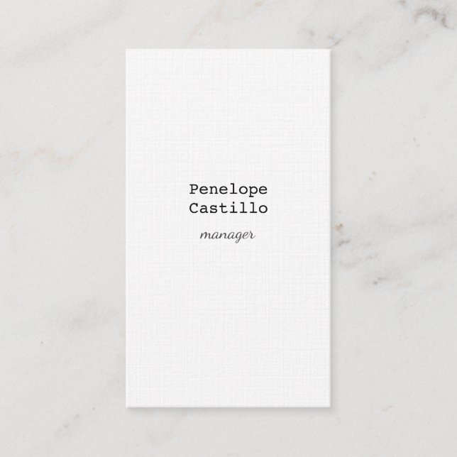 Professional Modern Simple Plain Premium Linen Business Card (Front)