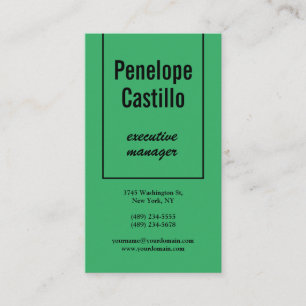 Professional Modern Simple Plain Sea Green Business Card
