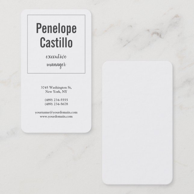 Professional Modern Simple Plain White Business Card (Front/Back)