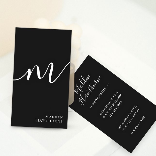 Professional Modern Simple Script Monogram Initial Business Card (Creator Uploaded)