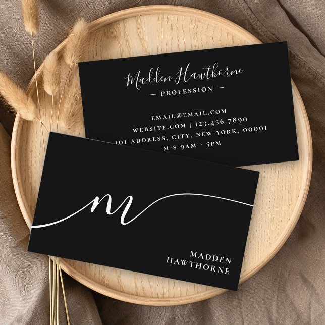 Professional Modern Simple Script Monogram Initial Business Card (Creator Uploaded)