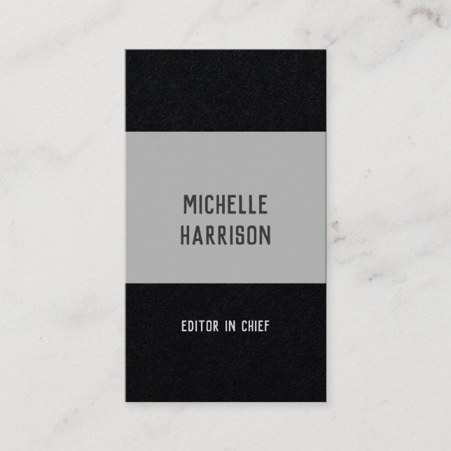 Professional Modern Simple Stylish Black Grey Business Card (Front)