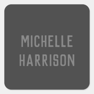 Professional Modern Simple Stylish Black Grey Square Sticker