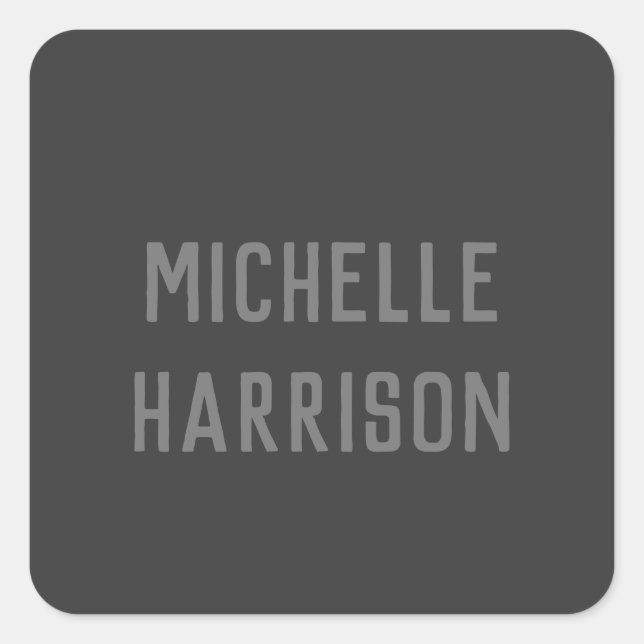 Professional Modern Simple Stylish Black Grey Square Sticker (Front)