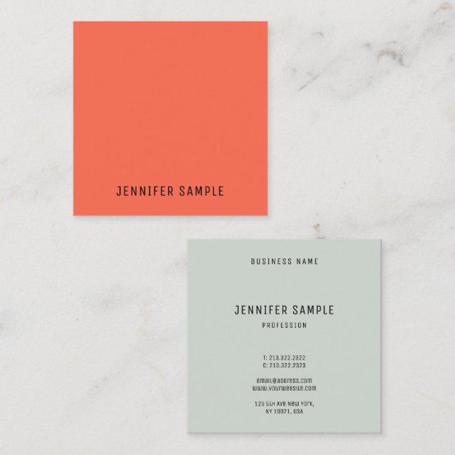 Professional Modern Simple Trendy Elegant Colours Square Business Card (Front/Back)