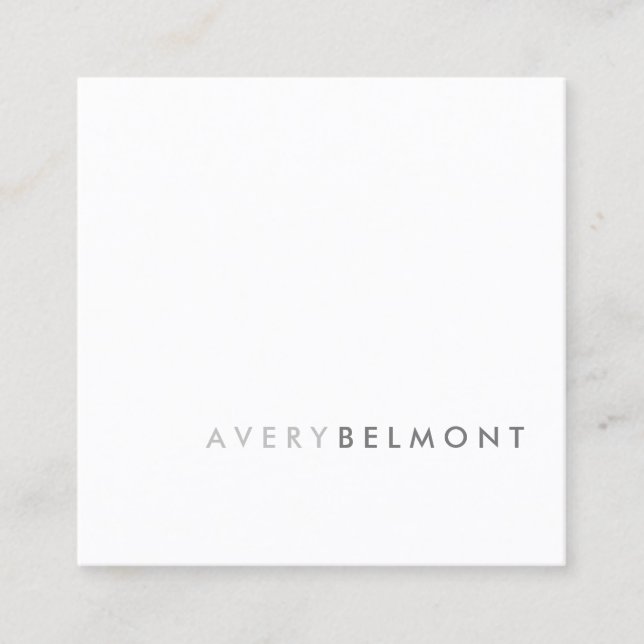 Professional Modern Simple white Minimalist Square Square Business Card (Front)