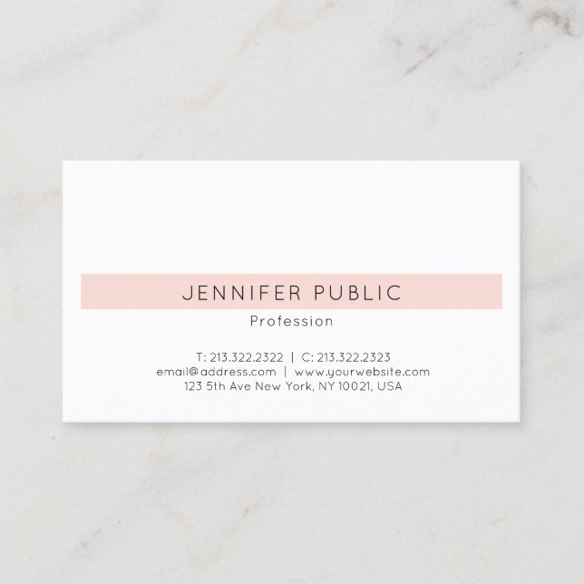 Professional Modern Sleek Elegant Plain Blush Pink Business Card (Front)