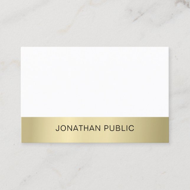 Professional Modern Sleek Plain Gold Look Luxury Business Card (Front)