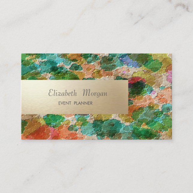 Professional Modern Stripe,Watercolor Splashes Business Card (Front)