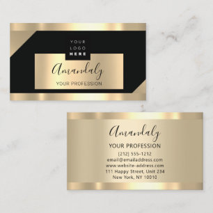 Professional Modern Studio Makeup Logo Gold Business Card