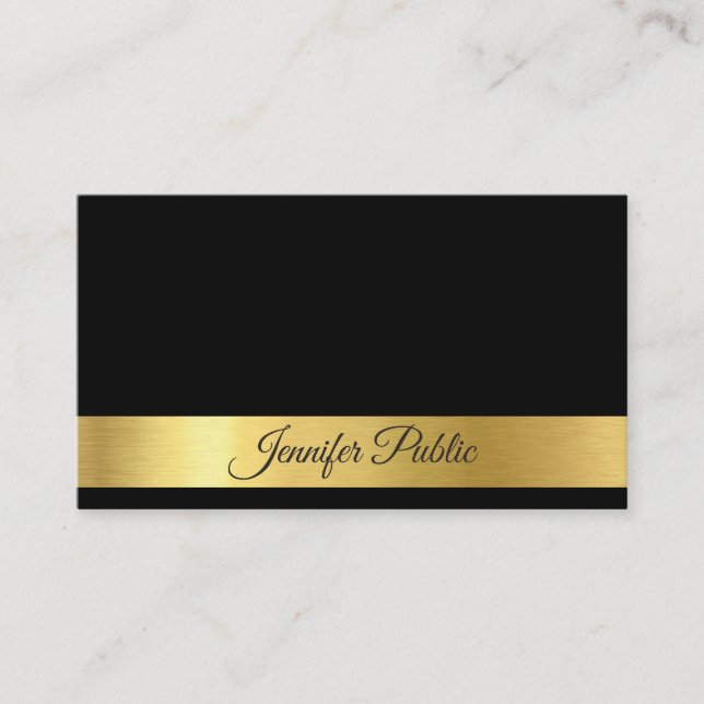 Professional Modern Stylish Black Gold Silk Luxury Business Card (Front)